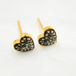 Load image into Gallery viewer, DE053. Pave Diamond Sterling Silver Heart Studs
