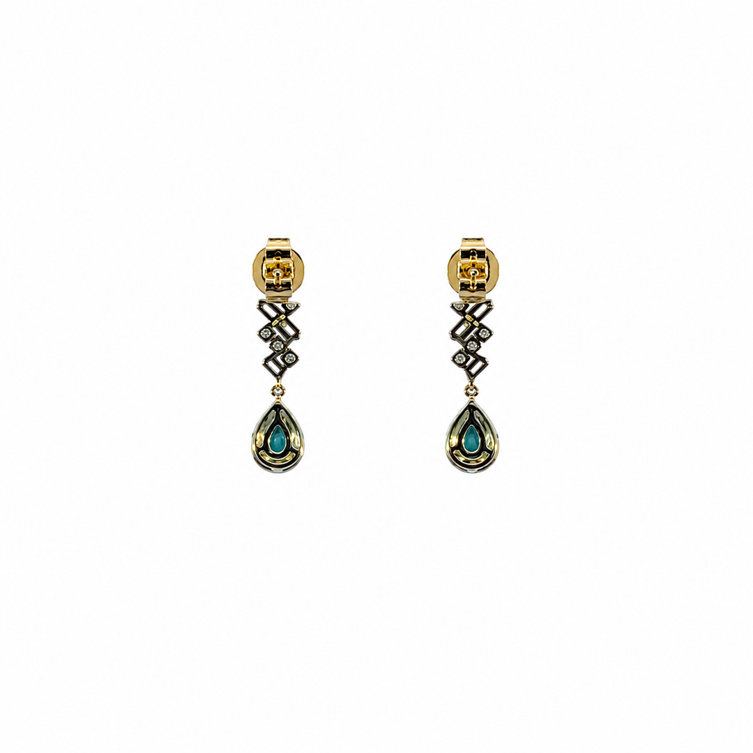 ER414895. 14k Solid Gold Diamond and Gemstone Fancy Dangle Earrings
