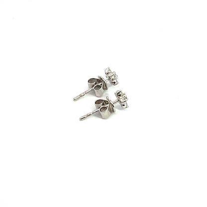ER412616W. 14k Solid White Gold Diamond Flower Studs