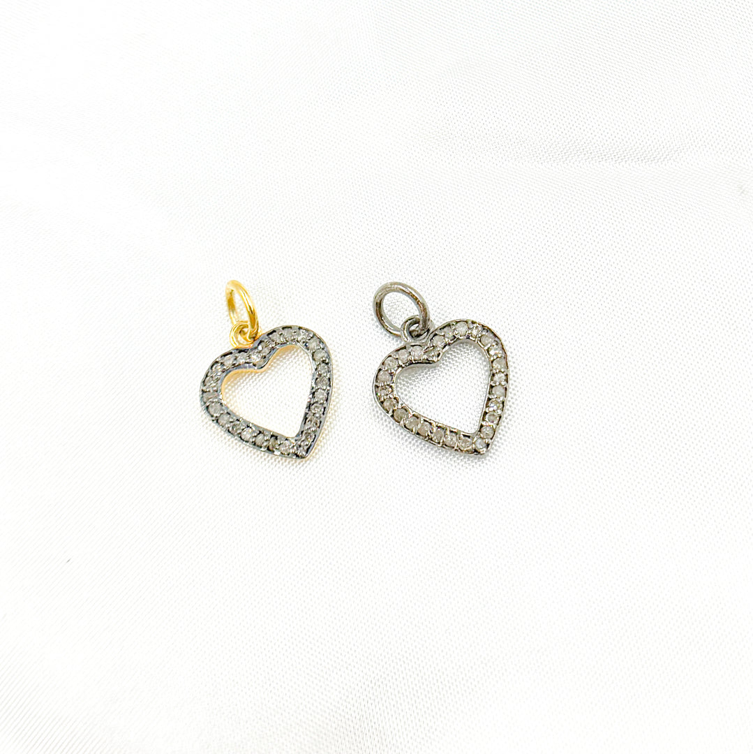 DC877. Diamond & Sterling Silver Heart Charm