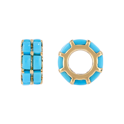 CMZ00140. 14K Solid Gold Baguette Shape Natural Gemstone Slider