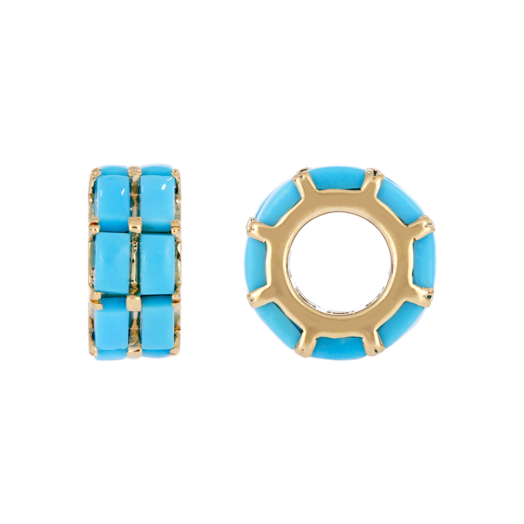 CMZ00140. 14K Solid Gold Baguette Shape Natural Gemstone Slider