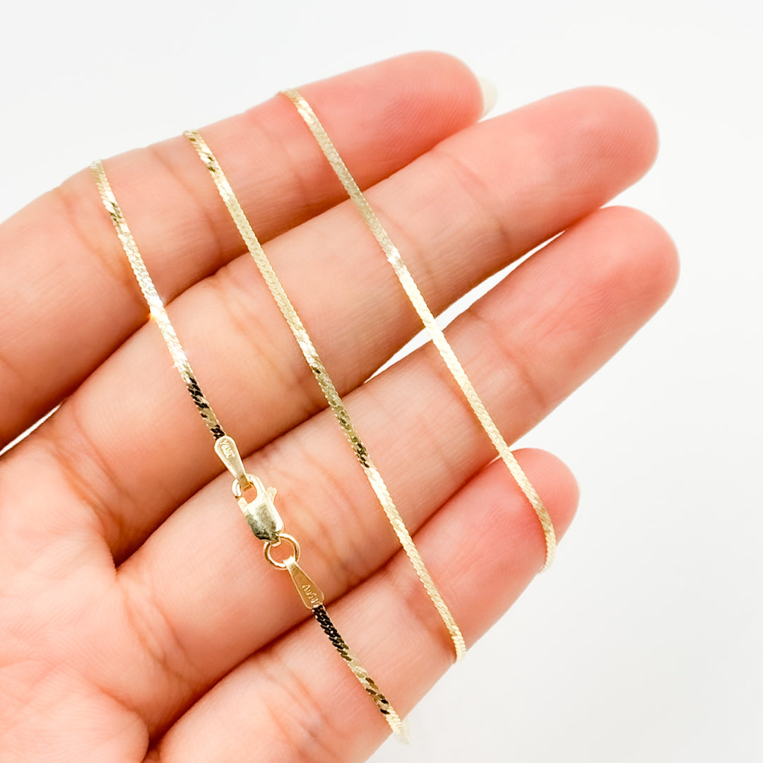 14k Solid Yellow Gold Herringbone Chain