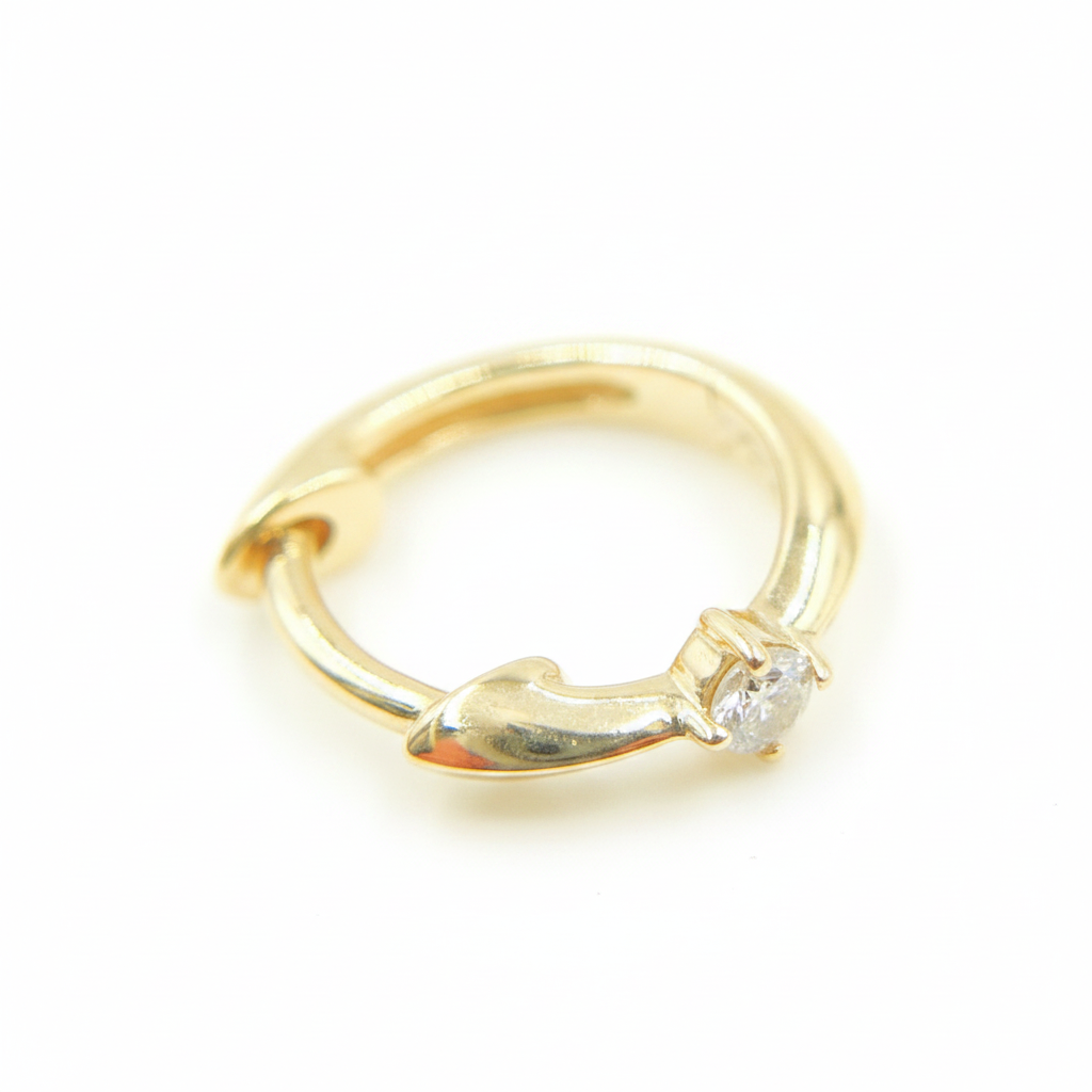 EHB56863. 14k Solid Yellow Gold Diamond Huggie Hoop Earrings