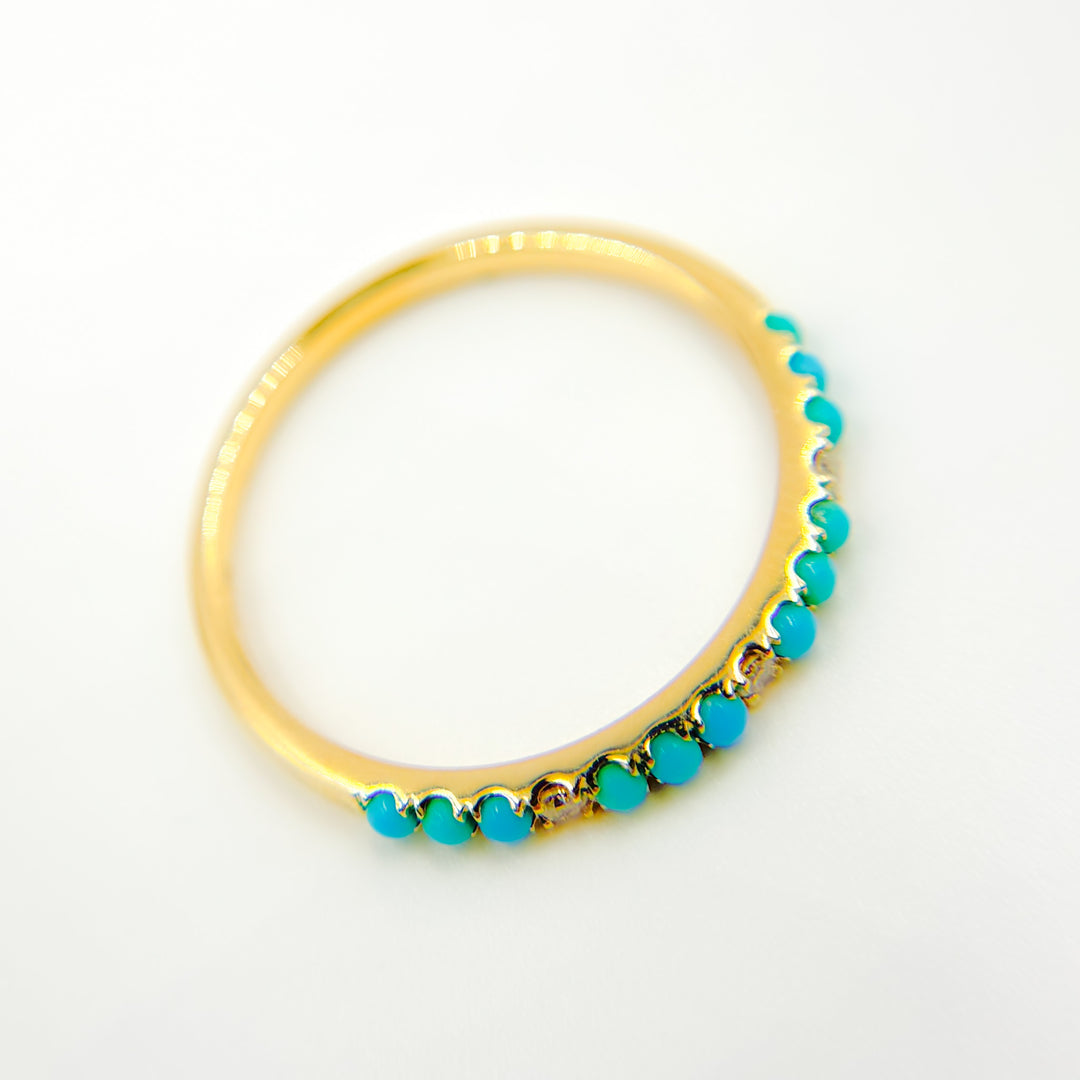 Shop 14K Solid Gold Diamond and Turquoise Band Ring