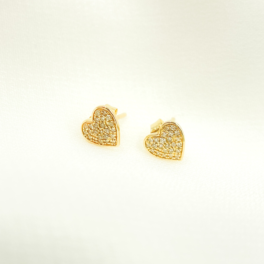 14K Solid Gold and Diamonds Heart Earrings. EFB51529