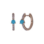 Load image into Gallery viewer, CE97354TQ3. 18K Solid Gold Diamond &amp; Turquoise Earrings