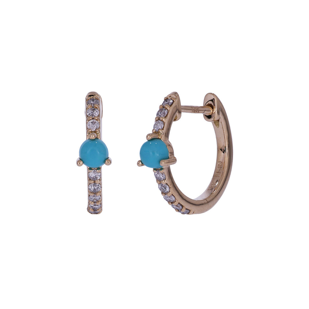 CE97354TQ3. 18K Solid Gold Diamond & Turquoise Earrings