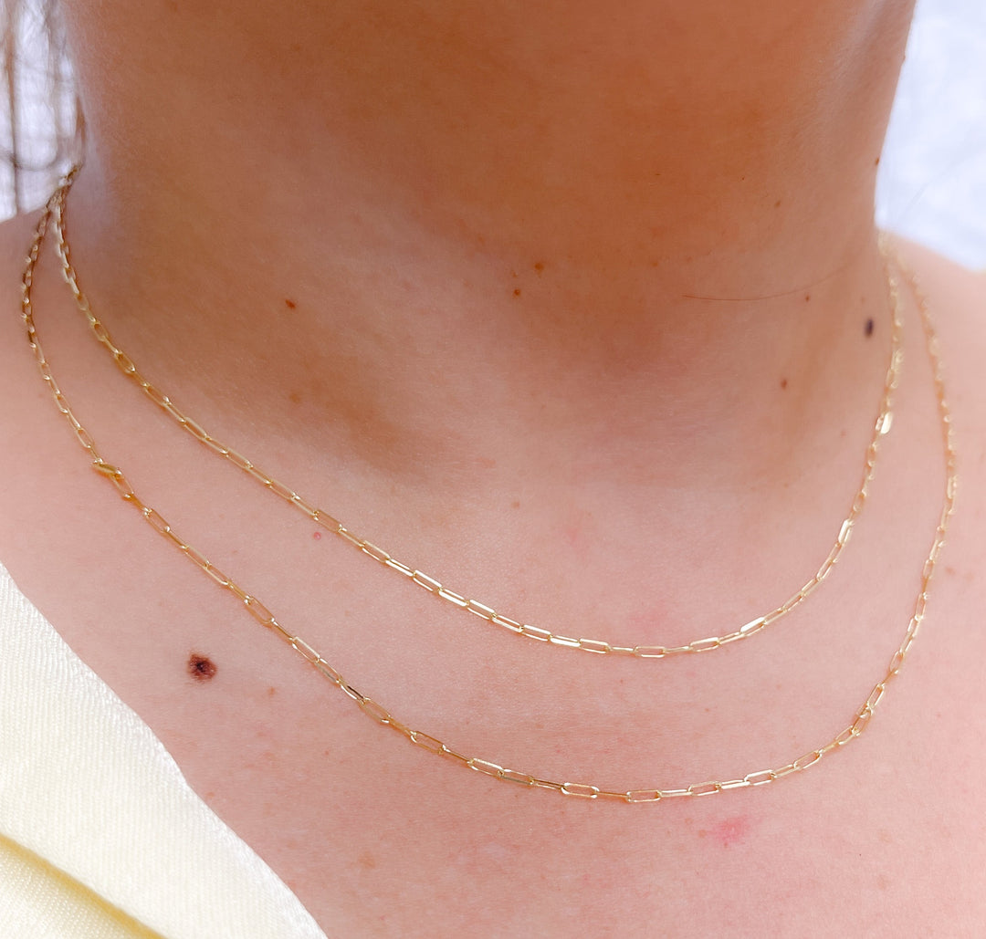 14K Solid Gold Paperclip Necklace. 040FVBFVT5