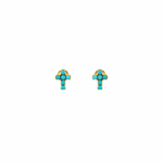 Load image into Gallery viewer, ER427136. 14k Solid Gold Diamond and Gemstone Cross Stud Earrings