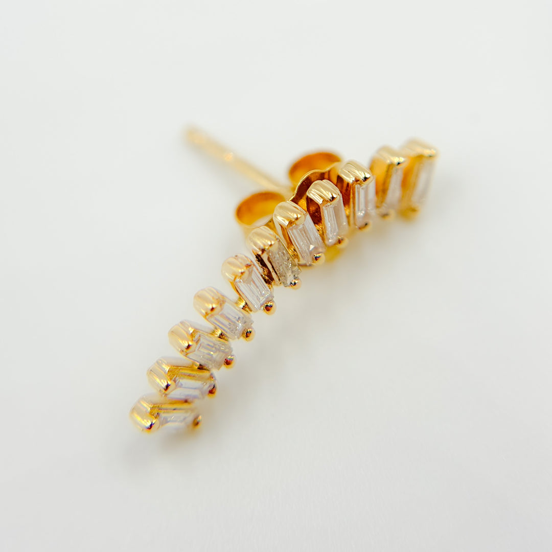 Shop 14K Gold Baguette Diamond Fancy Stud Earrings