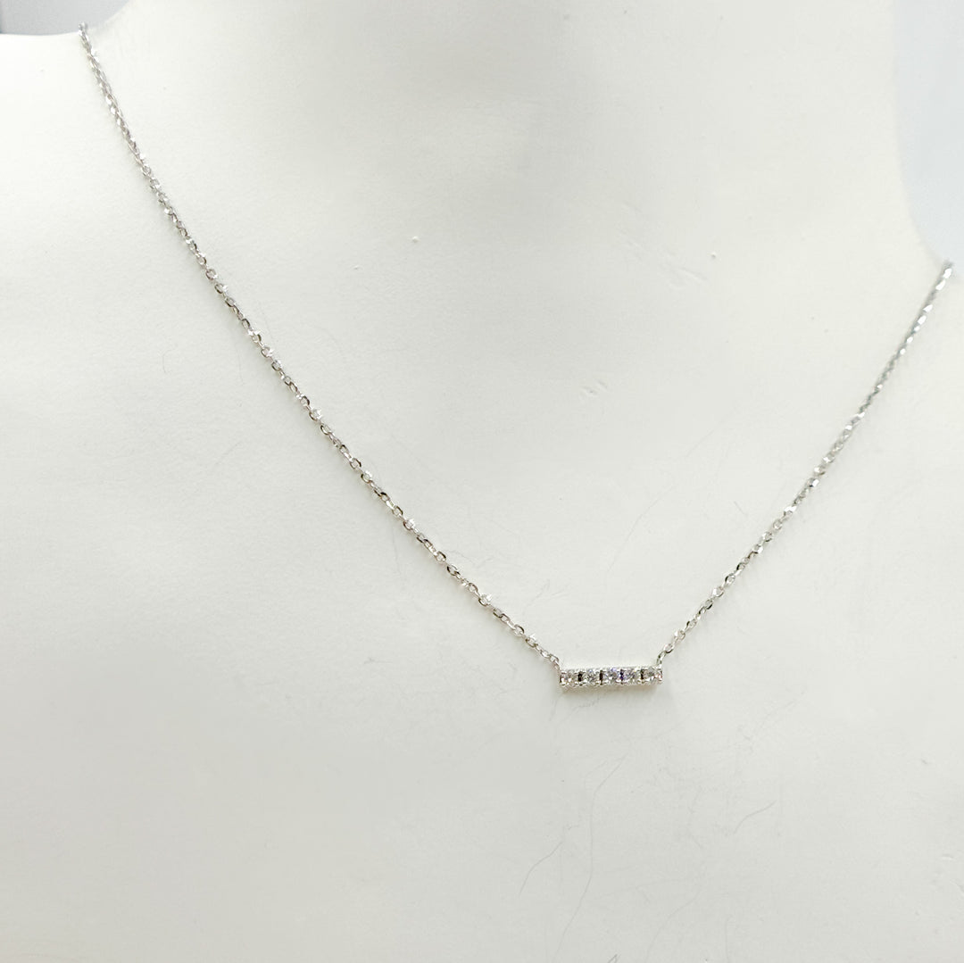 14K Solid Gold Diamond Bar Necklace. NT403711