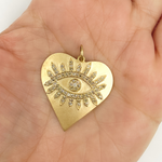 Load image into Gallery viewer, 14K Solid Gold with Diamonds Heart Shape with Evil Eye Charm. GDP23
