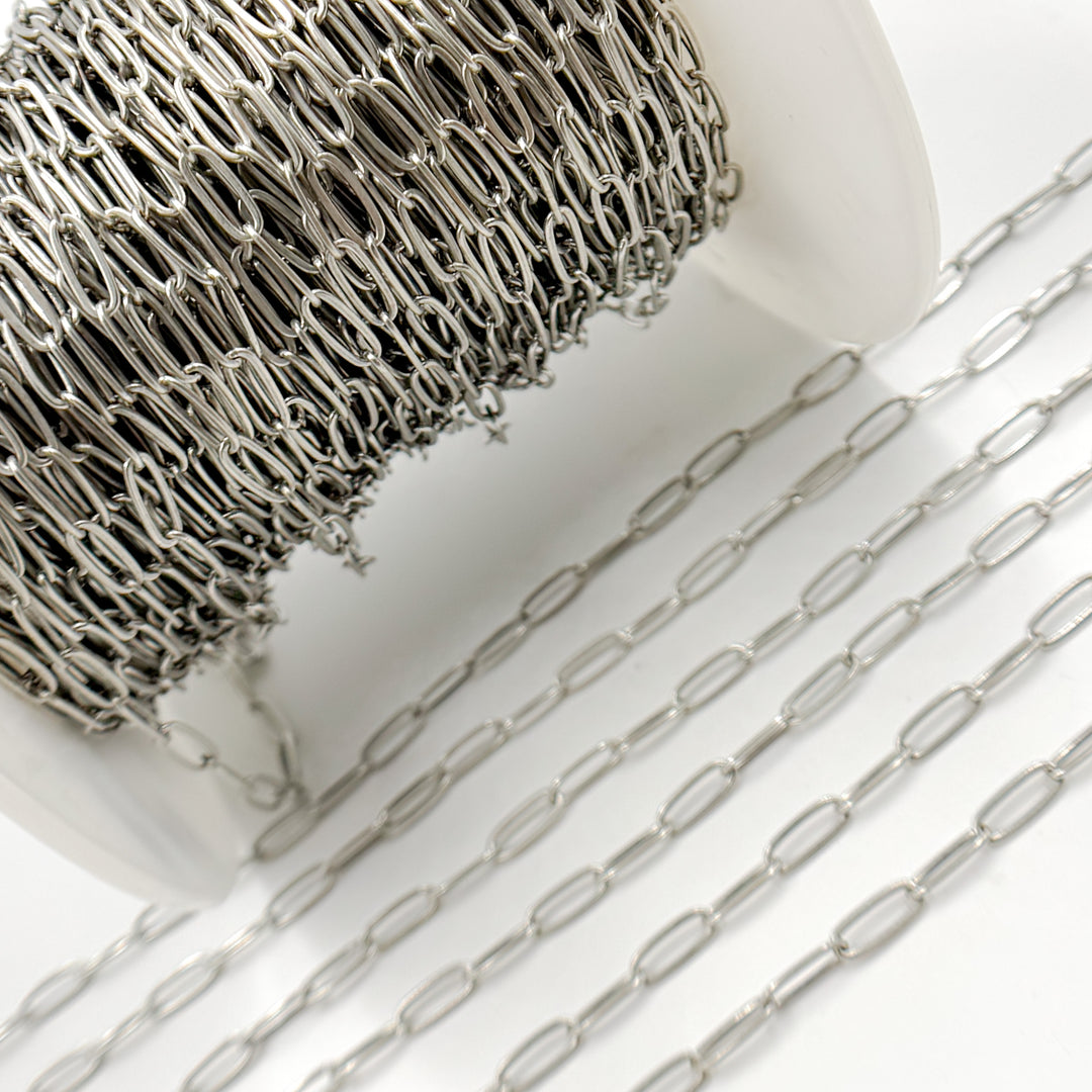 2903FOX. Oxidized Sterling Silver Flat Paperclip Chain