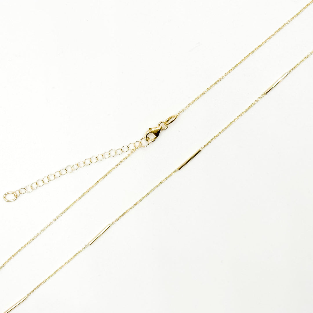 NKSET611. 14k Solid Yellow Gold Bars Link Necklace