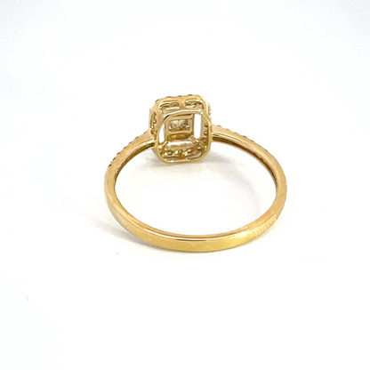 14k Solid Gold Diamond Rectangle Ring.