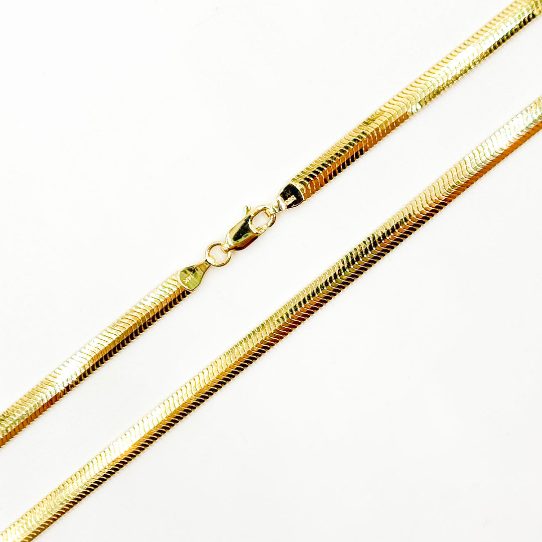 420CCTDBRA8. 14K Solid Gold Flat Snake Necklace