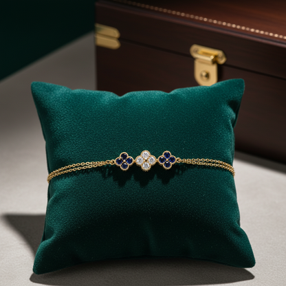 BR402708. 14k Solid Gold Diamond and Gemstone Fancy Flower Bracelet