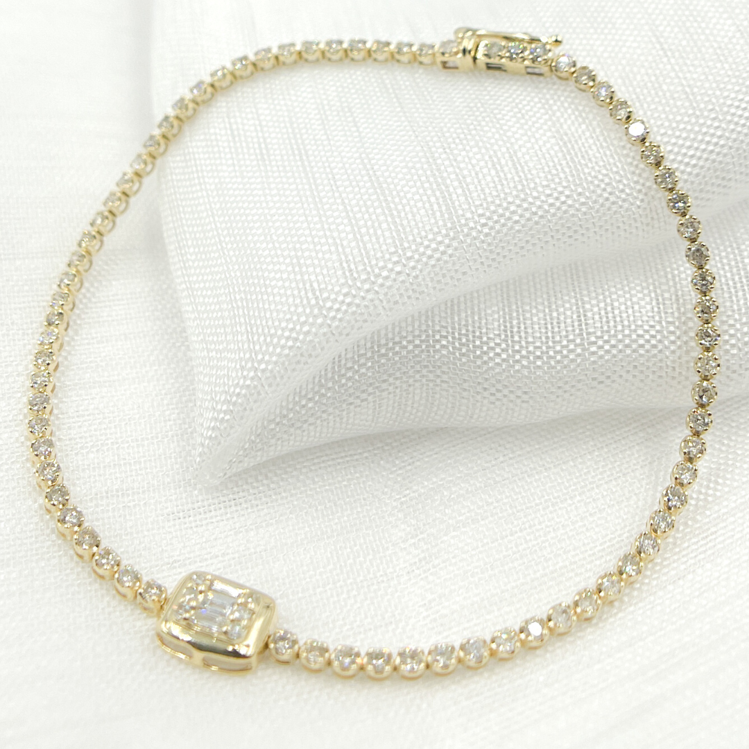 14k Solid Gold Diamond Bracelet. TJ0017