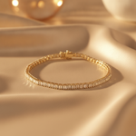 Load image into Gallery viewer, BR406996. 14K Solid Gold Natural Diamond Baguette Tennis Bracelet