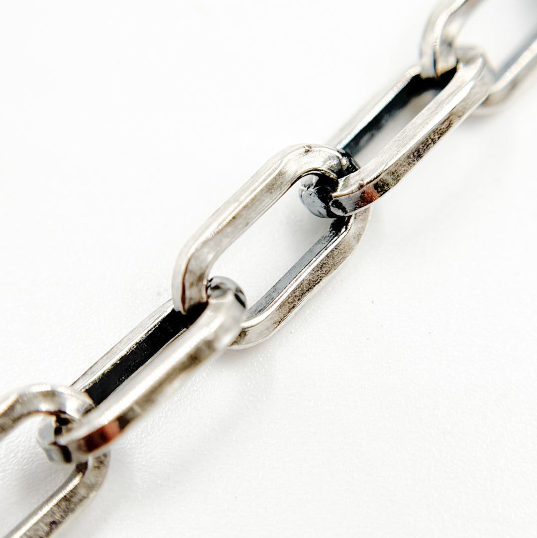 V137OX. Oxidized Sterling Silver Flat Paperclip Chain