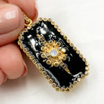 Load image into Gallery viewer, DP428A. Diamond Sterling Silver Rectangle Enamel Pendant with Gemstone
