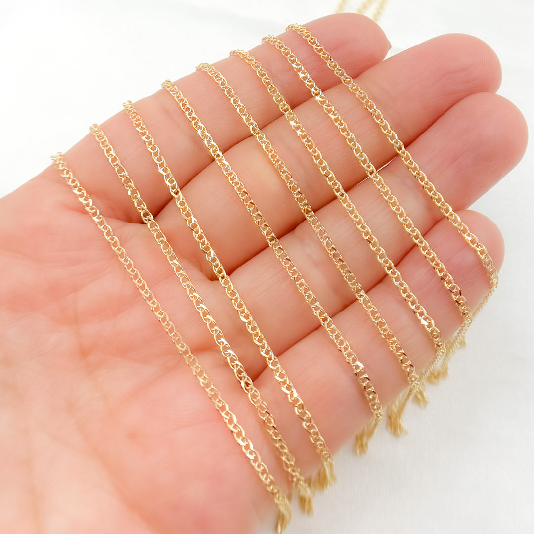 030SPLT4BYFT. 14K Solid Gold Wheat Chain by the Foot