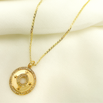 Load image into Gallery viewer, 14K Solid Gold with Diamonds Circle Shape Charm with Stars. GDP67
