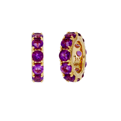 CMZ00096N. 14K Solid Gold Natural Gemstone Round Ring Slider