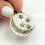 Load image into Gallery viewer, DP510A. Diamond Sterling Silver Round Moon and Star Enamel Pendant
