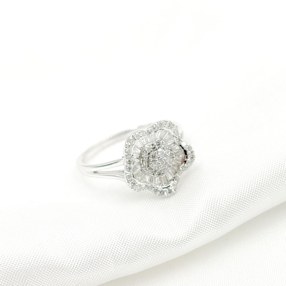 Shop Now 14k Solid Gold Diamond Flower Ring