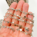 Load image into Gallery viewer, V71OX. Oxidized Sterling Silver Star Dangle Chain
