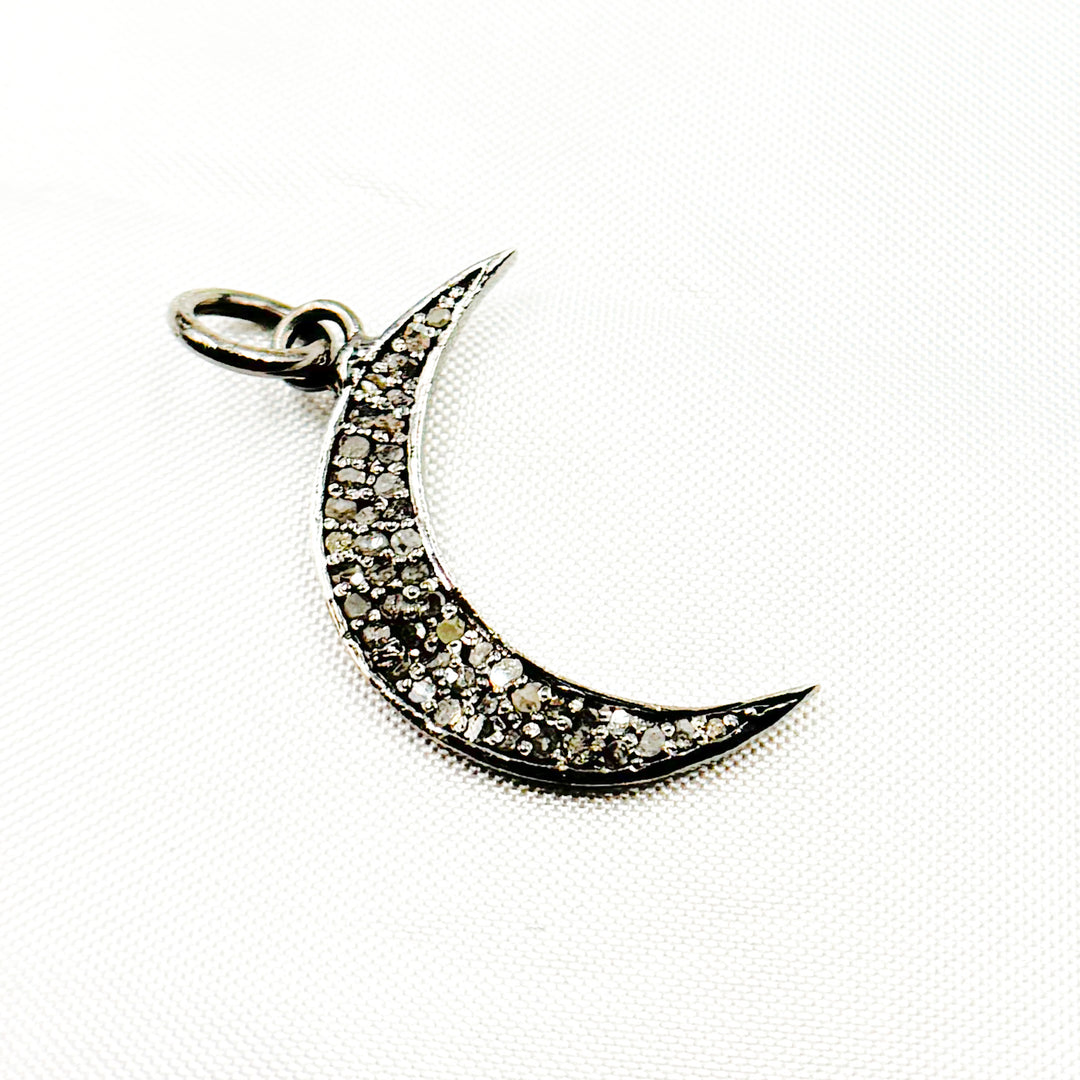 DC086. Diamond Sterling Silver Moon Pendant