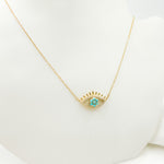 Load image into Gallery viewer, 14k Solid Gold Turquoise and Diamond Eye Necklace. NFC71440TQ
