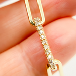 Load image into Gallery viewer, 14K Solid Gold and Diamonds Paper Clip Dangle Earrings. EFF51957
