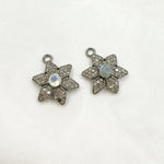 Load image into Gallery viewer, DSC033. Diamond &amp; Sterling Silver Flower Charm with Gemstone
