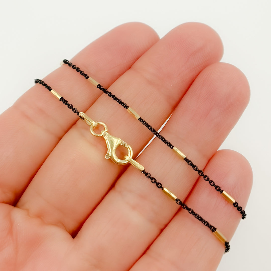 Z9GB1F. Oxidized 925 Sterling Silver Satellite Gold Plated Tube Necklace