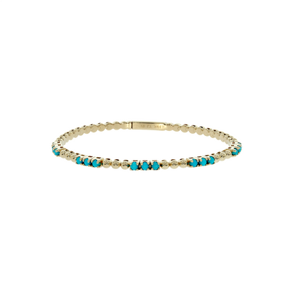 BNZ68568. 14K Solid Yellow Gold Gemstone Bangle