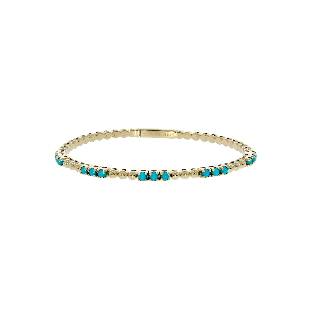 BNZ68568. 14K Solid Yellow Gold Gemstone Bangle
