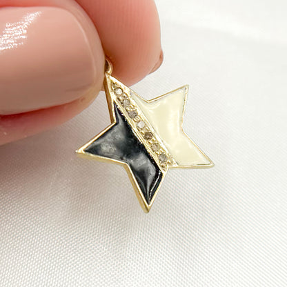 Diamond Sterling Silver Star Enamel Charm