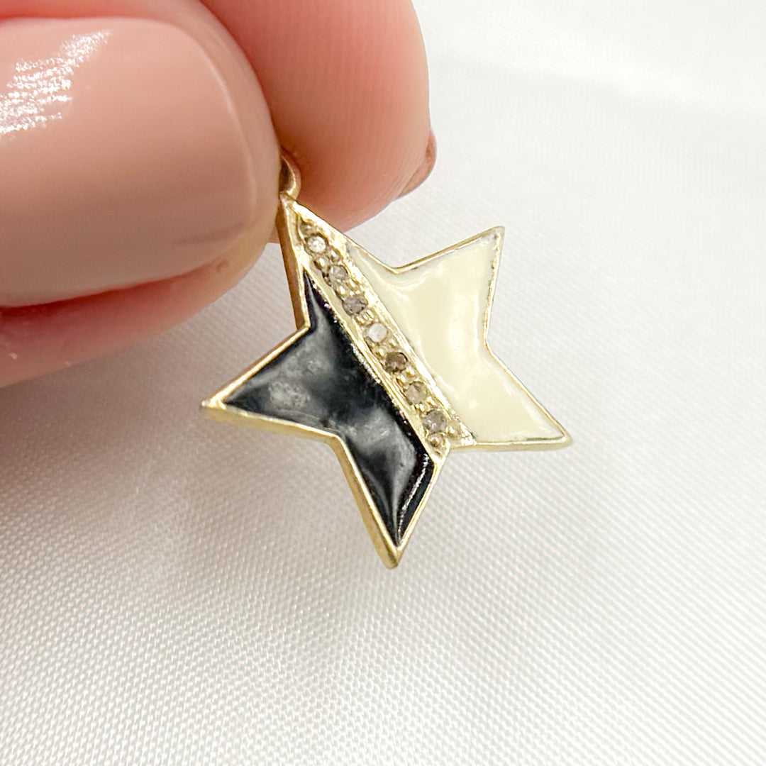 DC989A. Diamond Sterling Silver Star Enamel Charm