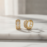 Load image into Gallery viewer, EHH57520. 14K Solid Yellow Gold Diamond Hoop Earrings