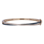 Load image into Gallery viewer, BNN68618B. 14K Solid Gold Blue Sapphire and Diamonds Twisted Bangle