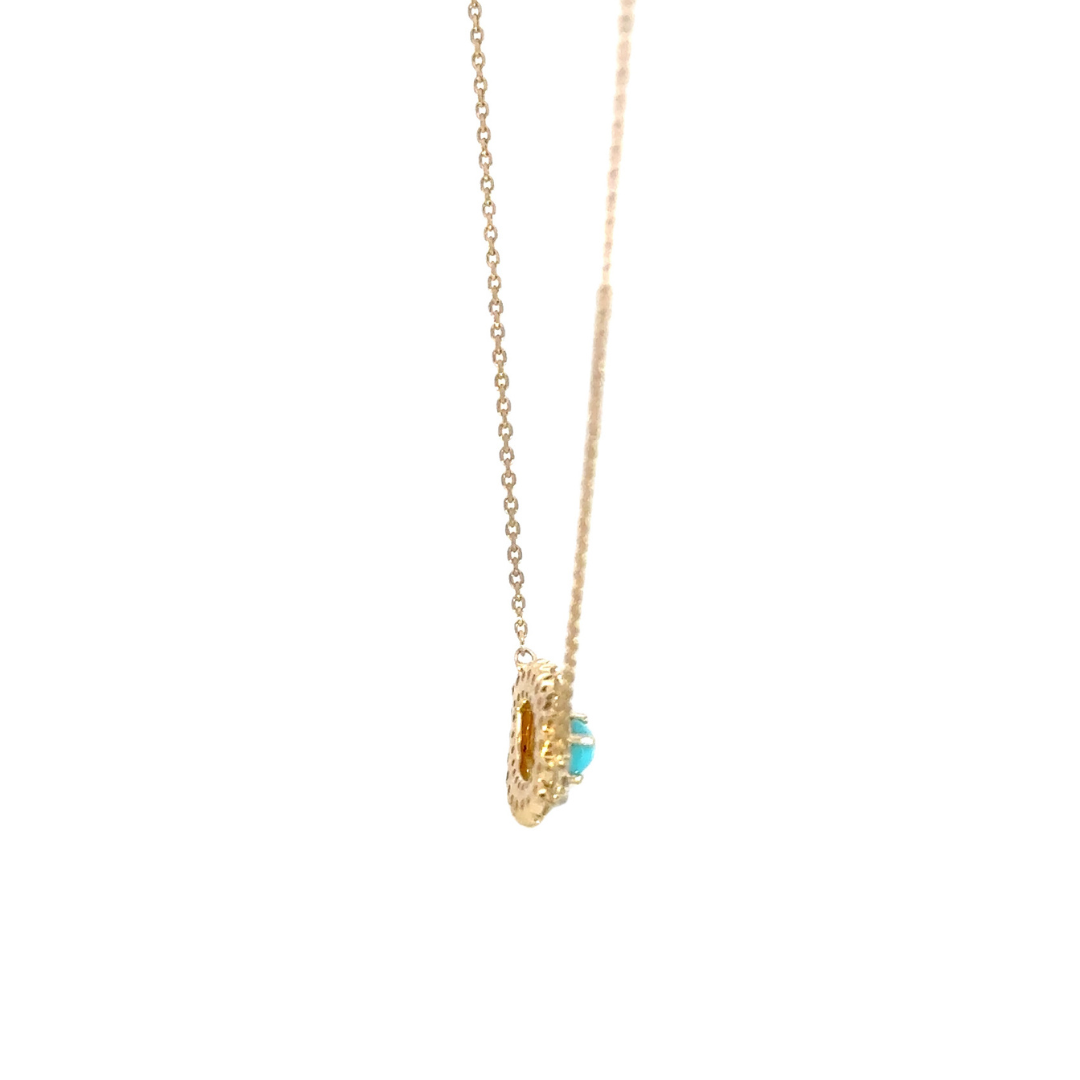 NFG71492TQ. 14K Solid Gold Diamond and Turquoise Eye Necklace