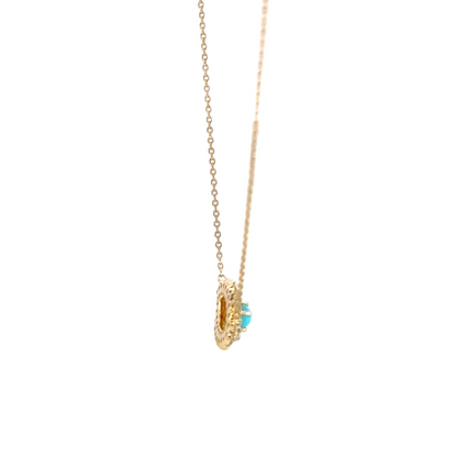 NFG71492TQ. 14K Solid Gold Diamond and Turquoise Eye Necklace
