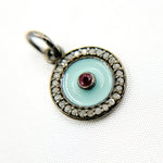 Load image into Gallery viewer, DC020A. Diamond Sterling Silver Round Enamel Charm with Gemstone
