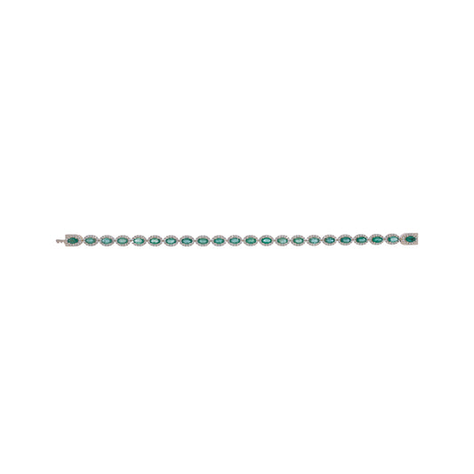 CB974045X3. 14K Solid Gold Diamond and Gemstone Oval Bracelet
