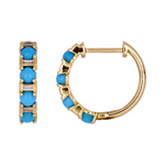 Load image into Gallery viewer, EHC57440. 14K Solid Gold Diamonds and Gemstone Hoops