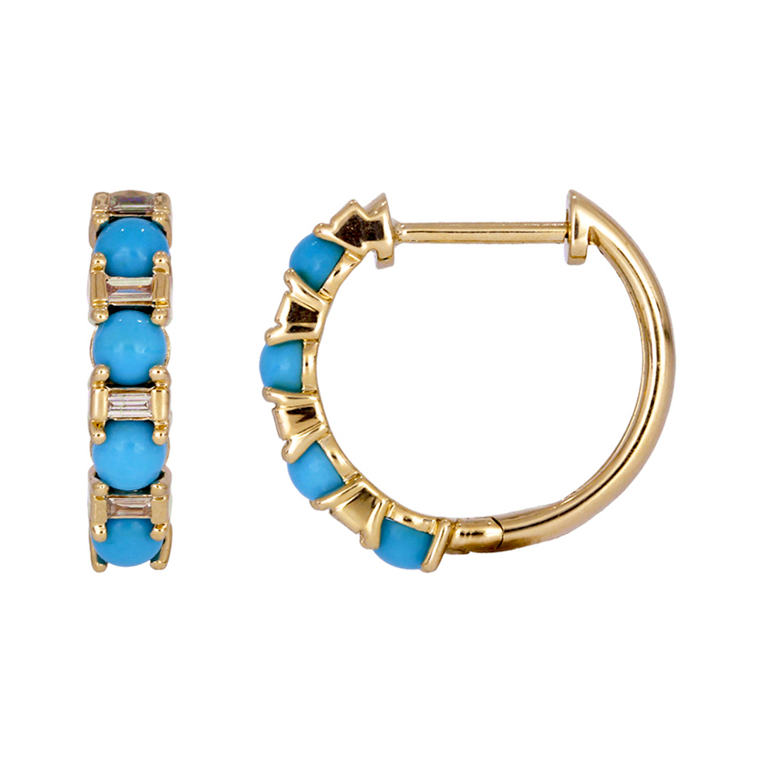 EHC57440. 14K Solid Gold Diamonds and Gemstone Hoops