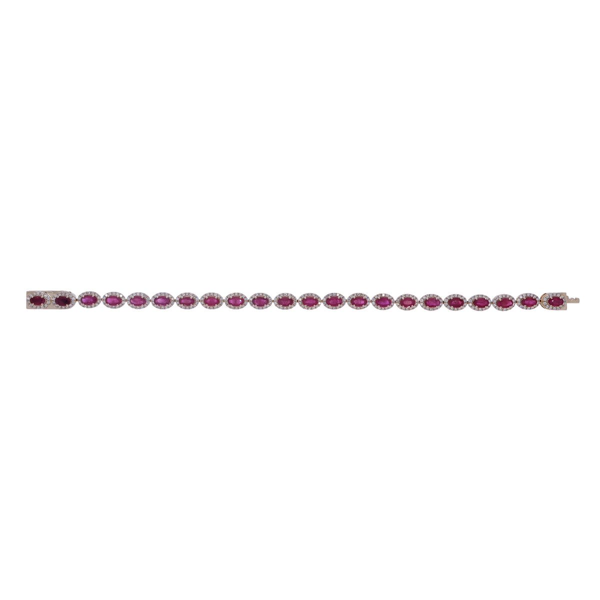 CB974045X3. 14K Solid Gold Diamond and Gemstone Oval Bracelet